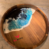Khay gỗ tròn sóng biển Epoxy Resin Decor